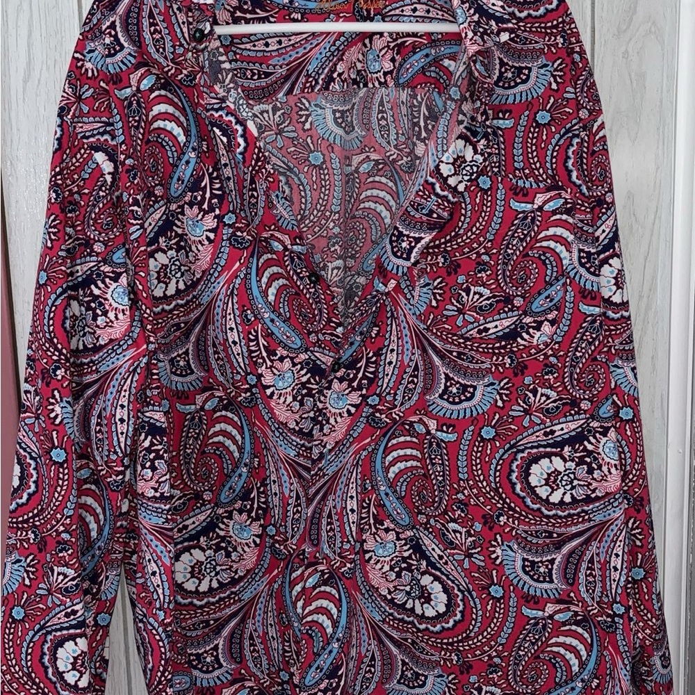 Alan Flusser Paisley Men’s Button Down - Red and Blue Dress Shirt
